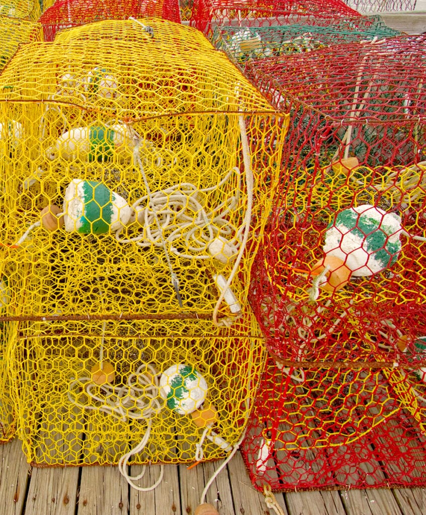 Crab pots on a dock in North Carolina