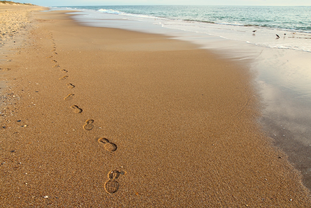 Cape Hatteras Beach footprints in sand