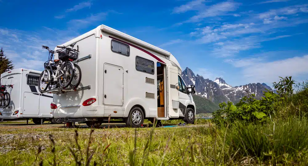 RV site near lake and moutains