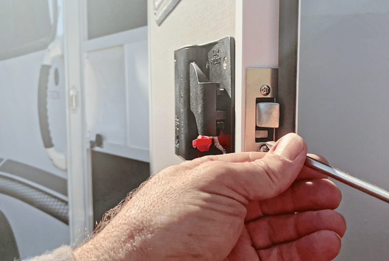 RV Entry Door Lock Replacement On A Travel Trailer Couch Potato Camping