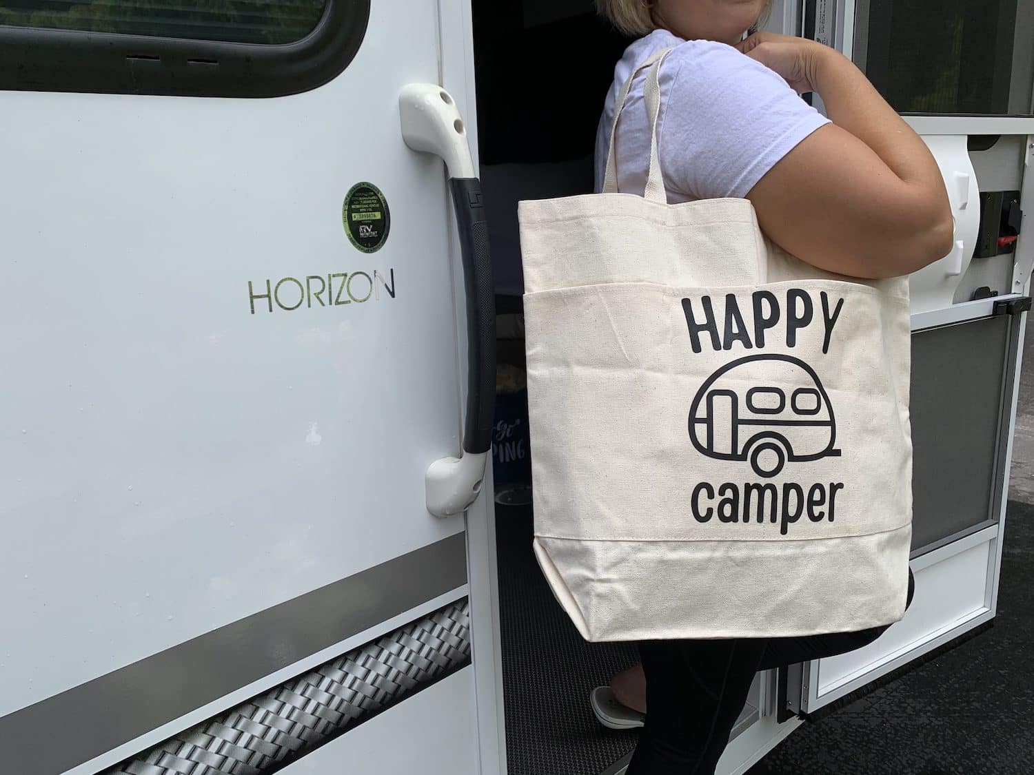 diy happy camper tote bag