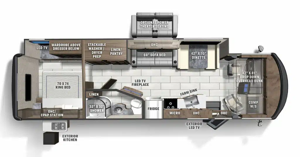 2022 Coachmen Mirada 32LS Floor Plan with options