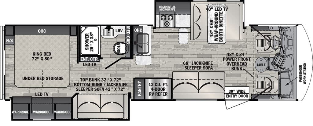 Forest River FR3 32DS Floor Plan with options shown