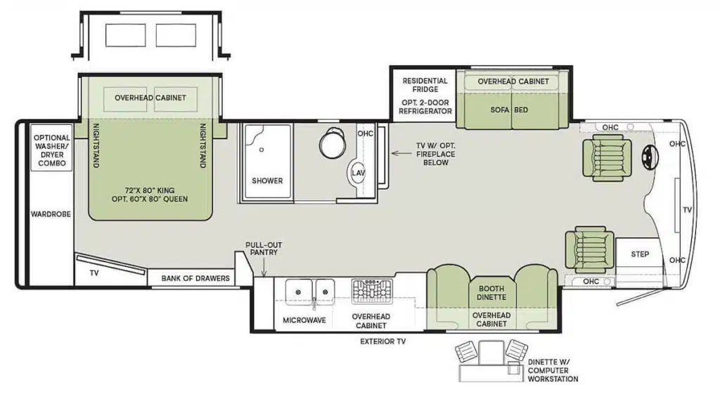 Tiffin Allegro Breeze 33BR Floor Plan with options