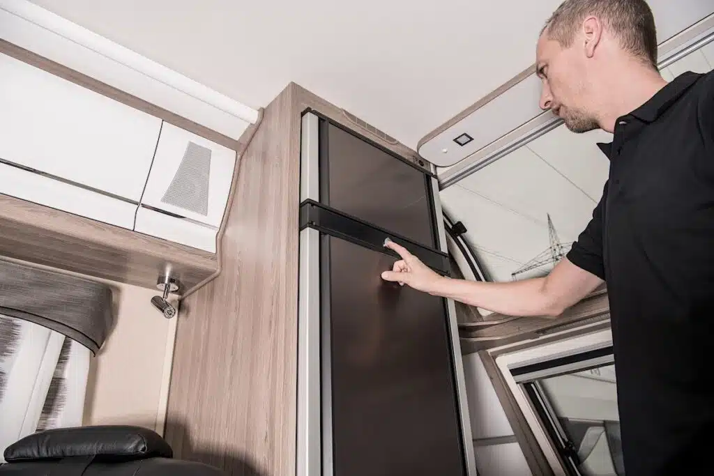 Man adjusting RV Refrigerator settings