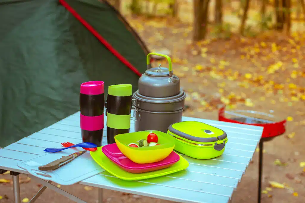 Camping Lunch Box Food Gear on Table