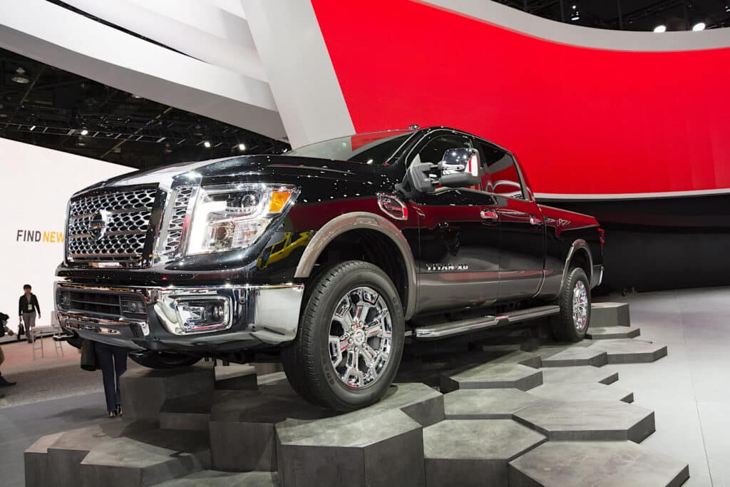 Nissan Titan on display at a large car show