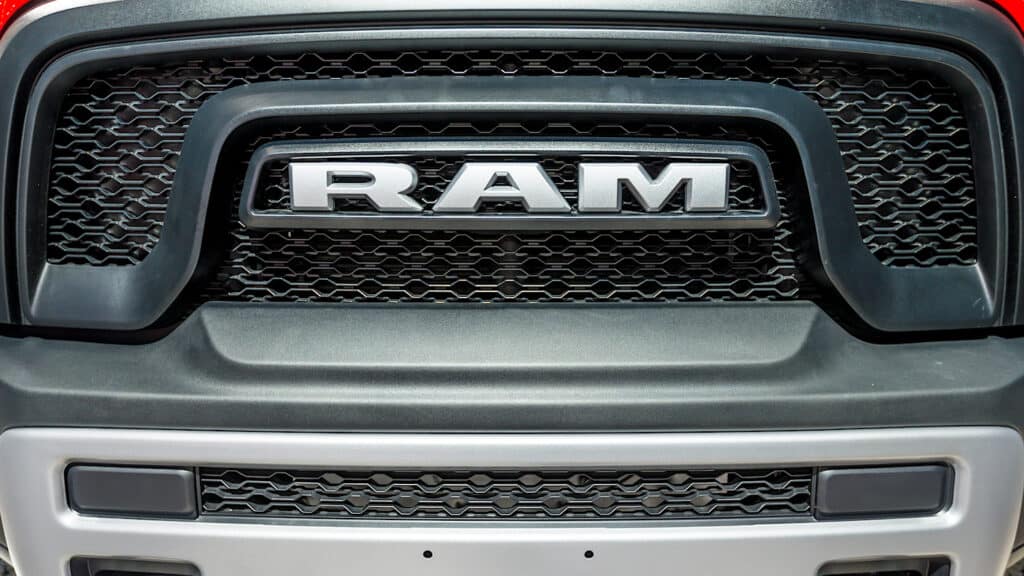 Dodge RAM 1500 close up of front grill