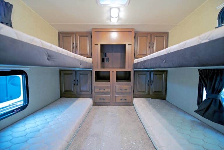 Bund Beds inside a travel trailer RV