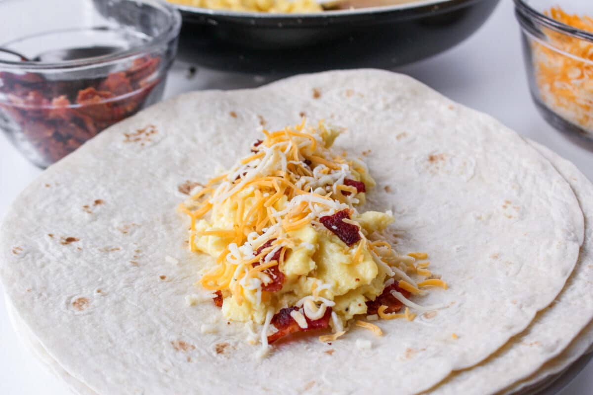 Bacon Egg and Cheese Burritos - Couch Potato Camping
