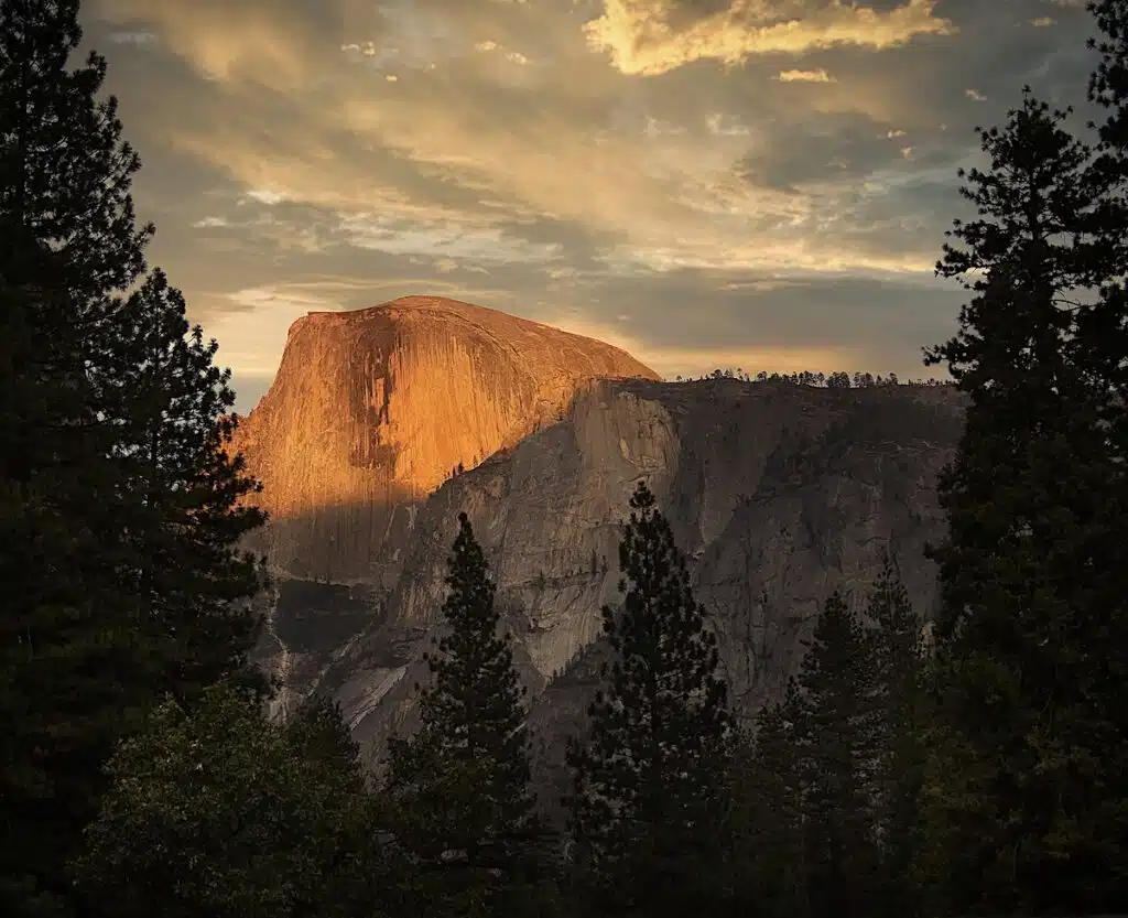 Half Dome at sunset in Yosemite National Park