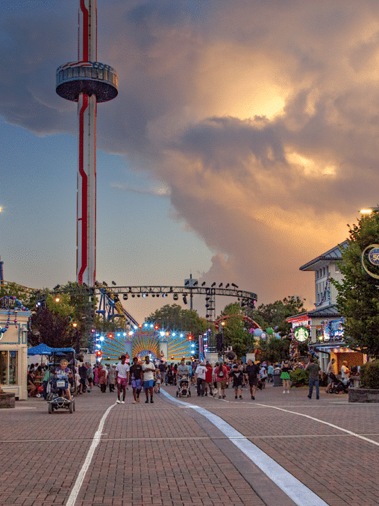 Carowinds Amusement Park at Dusk Celebrating 50th Anniversary