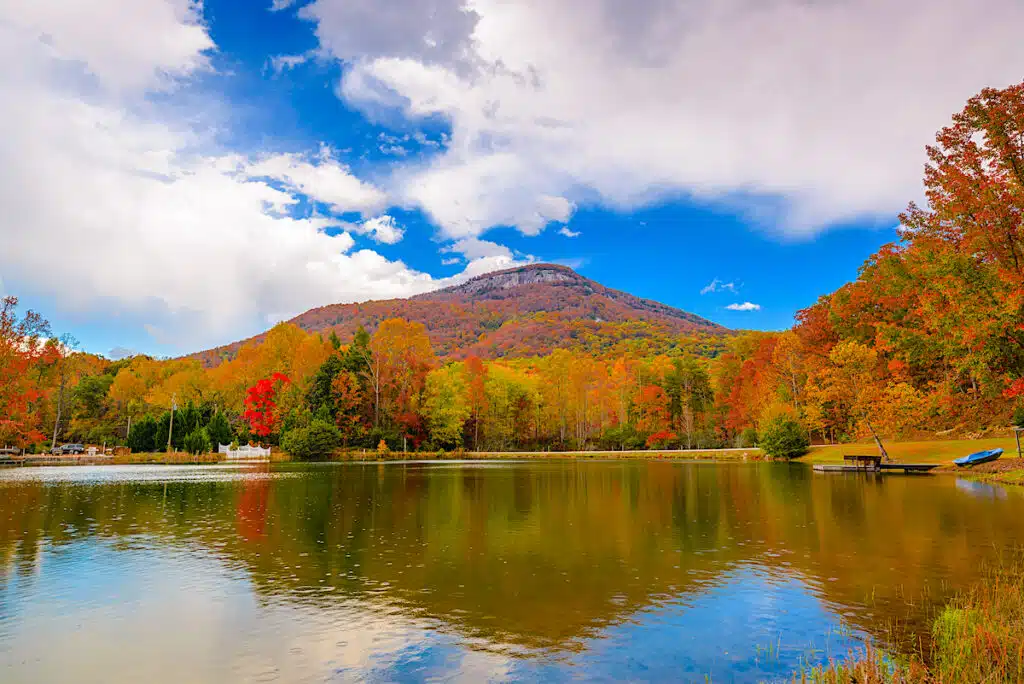 Yonah Mountain viewed from lake near Helen, Georgia