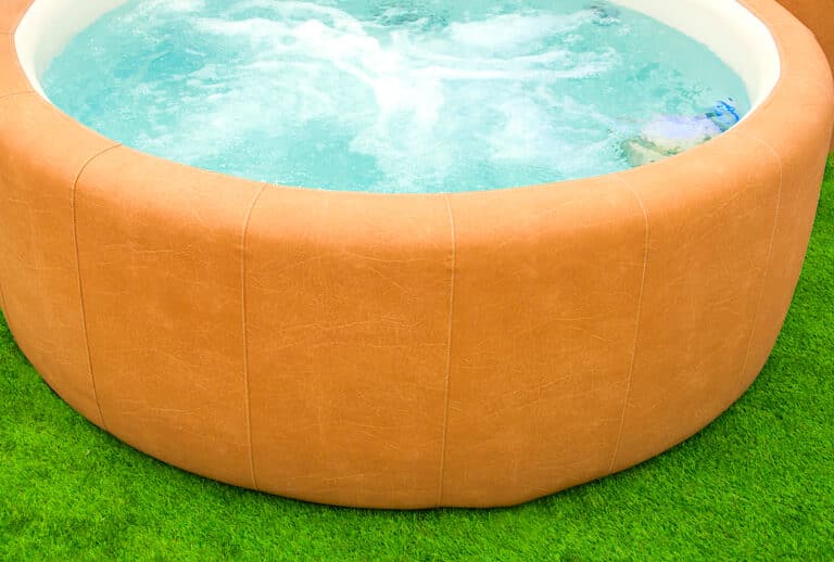 Inflatable Portable Hot Tub sitting on green grass