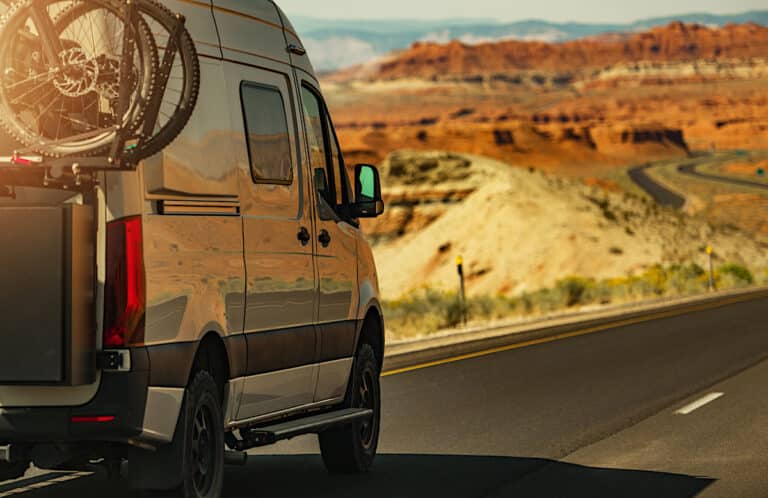 RV Class B Motorhome Camper Van On a Scenic American West