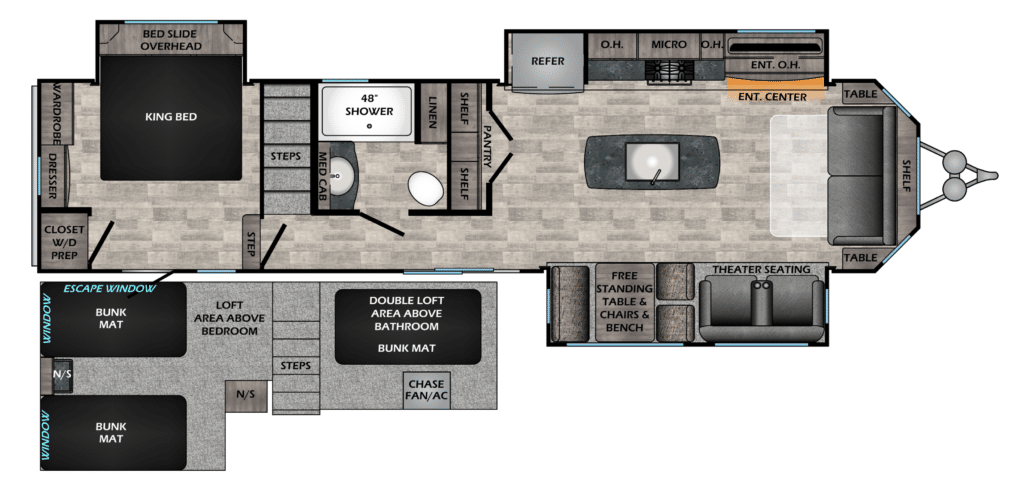 CrossRoads Hampton HP370FDL Floor plan with multiple sleeping areas shown