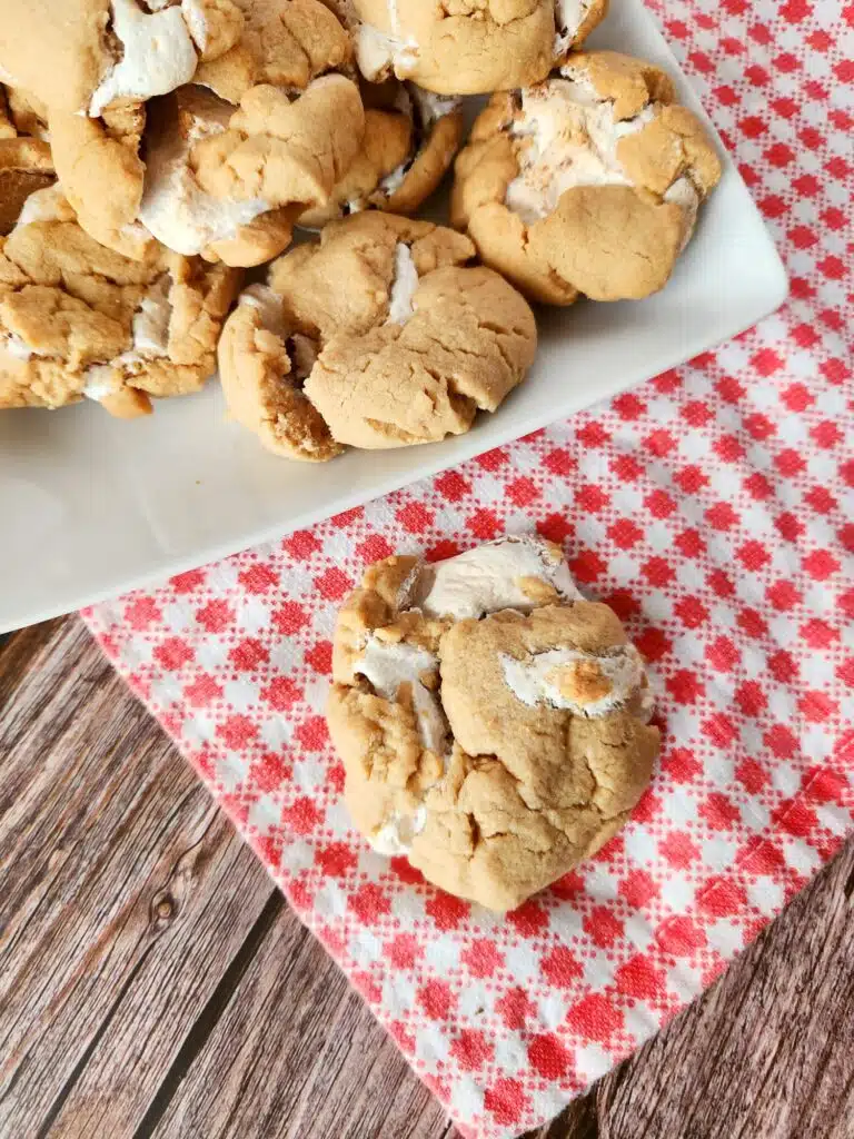 S'mores cookies on a white plate.