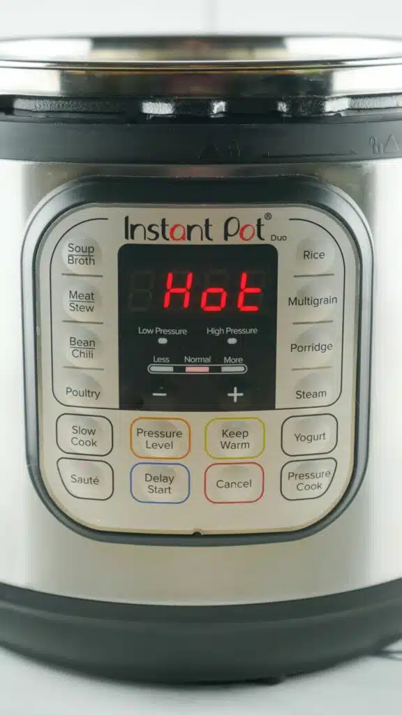 An instant pot with a digital display on it.