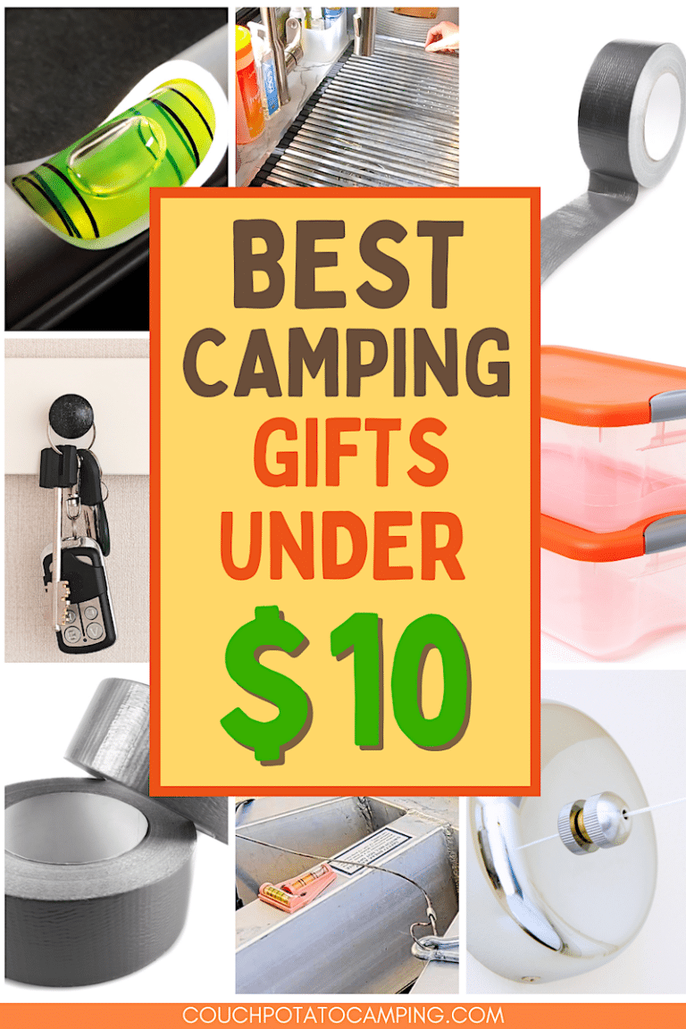 collage of inexpensive camping gear